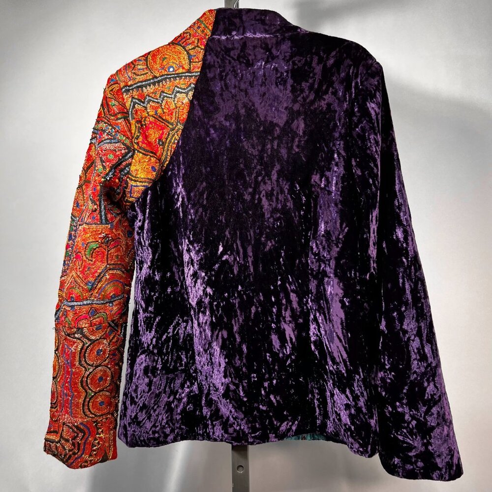 PAYAL JAIN OOAK Purple Crushed Velvet & Orange Embroidered/Embellished Jacket M - Picture 4 of 9
